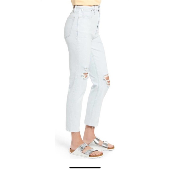 NWT Madewell The Mom Jean High Waist Ripped Distressed Raw Hem Jeans Size 27 - Picture 2 of 12